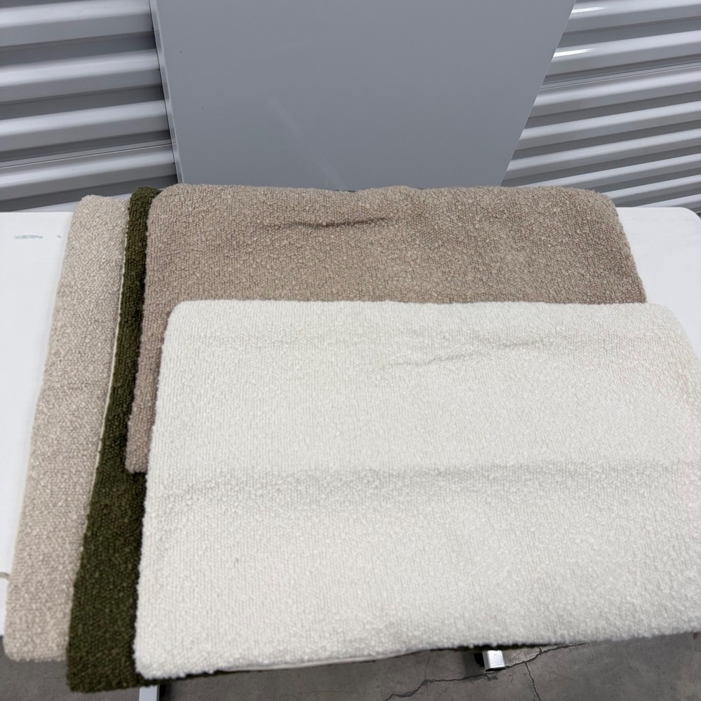 Set of 4 Boucle Throw Pillow Covers Earth Tones Olive Green Tan Cream Textured